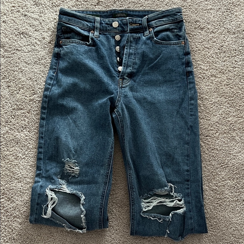 Women's Distressed Blue Jeans
